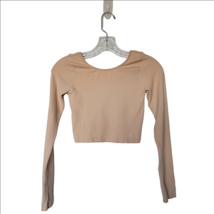 Fashion Nova Women's Tan Long Sleeve Crop Top